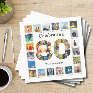 80th Birthday Design Your own Photo Collage Napkin