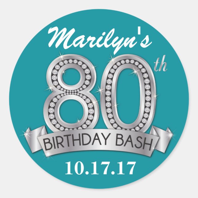 80th Birthday Diamond Stickers (Front)