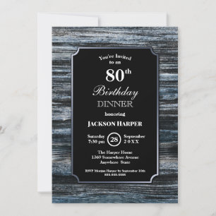 80th Birthday Dinner Wood Party Invitation
