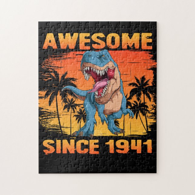 80th Birthday Dinosaur 80 Year Old Jigsaw Puzzle (Vertical)