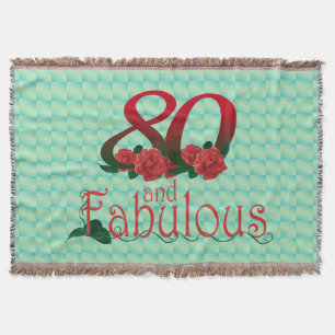 80th birthday diva red rose 80 flower blanket