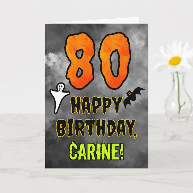 80th Birthday: Eerie Halloween Theme + Custom Name Card (Small Plant)