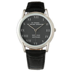 80th Birthday Eighty Black Vintage Funny Watch