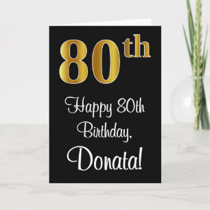 80th Birthday ~ Elegant Luxurious Faux Gold Look # Card