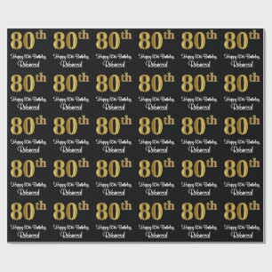 80th Birthday: Elegant Luxurious Faux Gold Look # Wrapping Paper