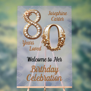 80th Birthday Elegant Party Acrylic Sign