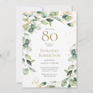 80th Birthday Eucalyptus  Invitation