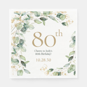 80th Birthday Eucalyptus Napkin