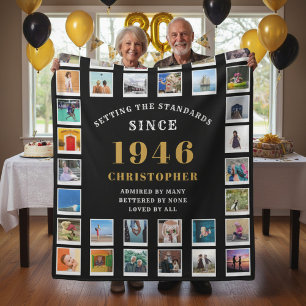 80th Birthday Family Memories Photo Collage Fleece Blanket