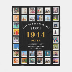 80th Birthday Family Photo Collage 32 Photographs Fleece Blanket