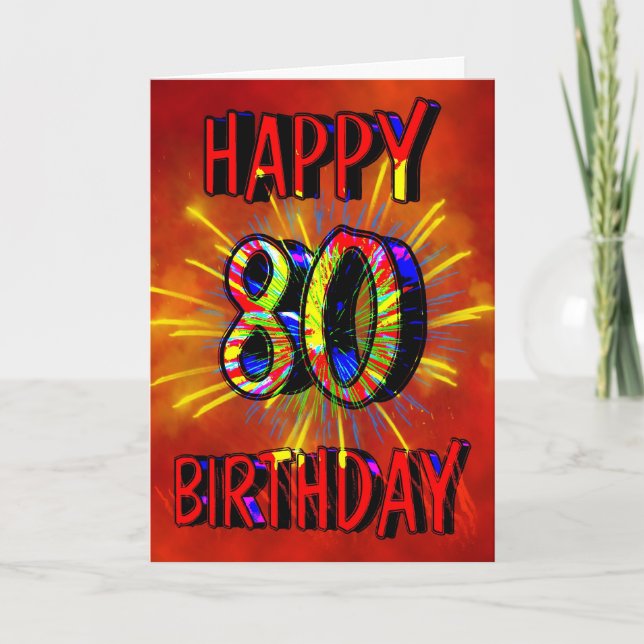 80th Birthday Fireworks Card (Front)