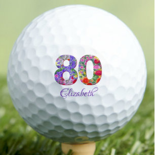80th birthday floral colourful name golf balls