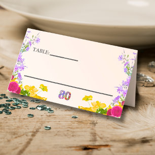 80th birthday floral modern 80 years party elegant place card