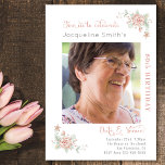 80th Birthday Floral Photo Invitation<br><div class="desc">A modern and minimalist 80th birthday invitation. Our collection of elegant birthday invitations designs means you can guarantee that RSVP. The soft pastel pink floral touches are subtle to let the radiance of your photograph shine through.</div>