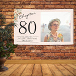 80th Birthday Floral Pink Photo Banner<br><div class="desc">Celebrate your loved one's birthday in style with a floral birthday banner featuring their favourite photo. Discover how this high-quality,  customisable banner can elevate any birthday celebration and create a lasting impression for the birthday honoree.</div>