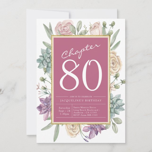 80th Birthday Floral Surprise Party Invitation (Front)