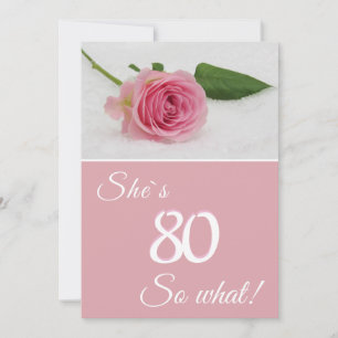 80th Birthday for Her Pink Rose Motivational Card