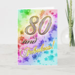 80th birthday for someone Fabulous Card<br><div class="desc">A card for the exceptional woman! A jewel encrusted number with a background of stars. This card is truly fabulous. Customize for your own unique message.</div>