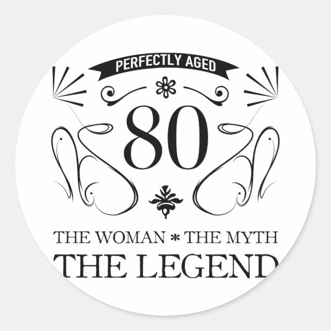 80th Birthday For Women Classic Round Sticker (Front)