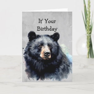 80th Birthday Fun Black Bear - Grin and Bear it Card