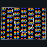 80th Birthday: Fun Rainbow Event Number 80 Pattern Large Gift Bag<br><div class="desc">This vibrant and colourful gift bag design features the number "80" having a rainbow spectrum gradient inspired pattern. The background is coloured black. A fun gift bag like this might be used when wrapping gifts being given to somebody who is celebrating their eightieth birthday, or perhaps to a couple celebrating...</div>