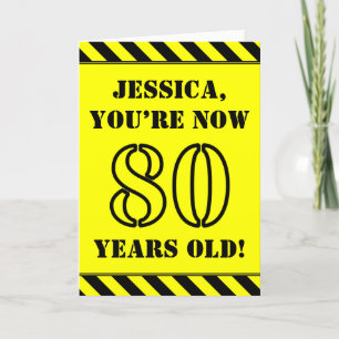 80th Birthday: Fun Stencil Style Text, Custom Name Card