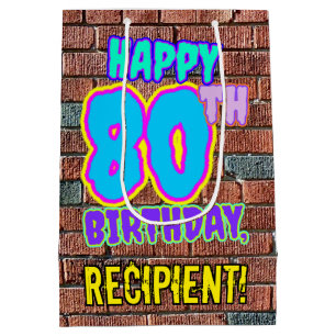 80th Birthday: Fun, Urban Graffiti Inspired Look Medium Gift Bag