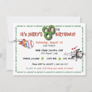 80th Birthday Funny Custom Caricature Invitation
