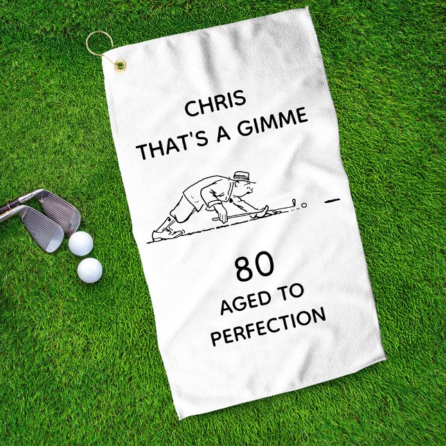 80th Birthday Funny Golfer Personalised Name Golf Towel (Creator Uploaded)