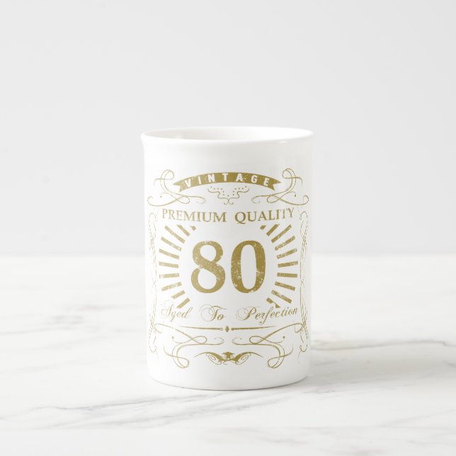 80th Birthday Gag Gift Bone China Mug (Front)