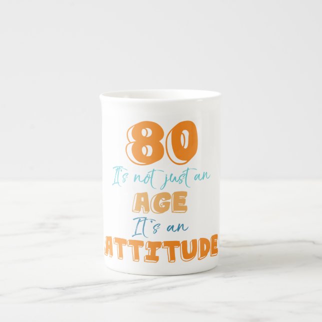 80th Birthday Gag Gift Bone China Mug (Front)