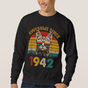 80th Birthday Gift for A Cat Lover Sunset Awesome Sweatshirt