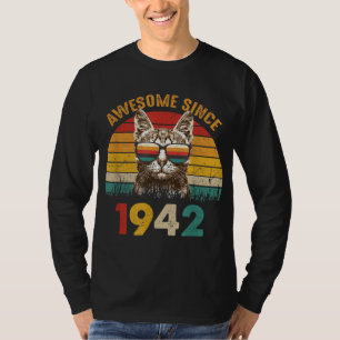 80th Birthday Gift for A Cat Lover Sunset Awesome T-Shirt