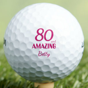 80th Birthday Gift for Friend Pink Amazing Custom Golf Balls