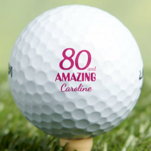80th Birthday Gift for Friend Pink Amazing Golfer Golf Balls