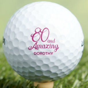 80th Birthday Gift for Grandma Pink Elegant Custom Golf Balls