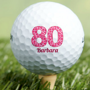 80th Birthday Gift for Her Pink Leopard Custom Golf Balls
