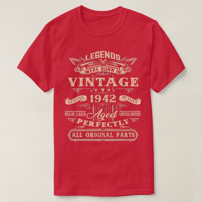 80th Birthday Gift For Legends Born 1942 80 Yrs Ol T-Shirt (Design Front)