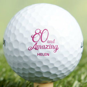 80th Birthday Gift for Sister Pink Script Feminine Golf Balls