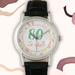 80th Birthday Gift Motivational Funny Floral Woman Watch<br><div class="desc">80th birthday floral watch for a woman celebrating 80 years. A funny and motivational quote 80 so what! is perfect for a positive person with a sense of humour. Flower pattern with pink and yellow simple daisy flowers on white. Great as a birthday gift for a woman. You can change...</div>