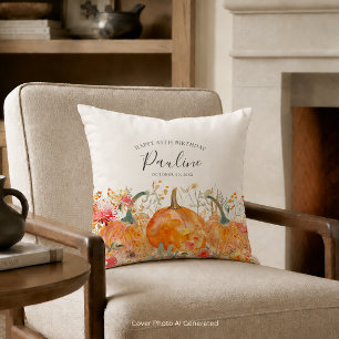 80th Birthday Gift Pumpkin Wildflower Custom Cushion