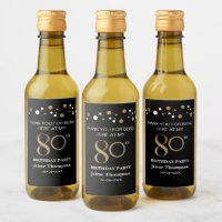 80th birthday Gold black confetti thank you Custom