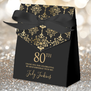 80th Birthday Gold Elegant Thank You Favour Box