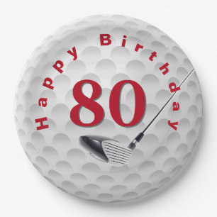80th Birthday Golf Ball Design Paper Plate