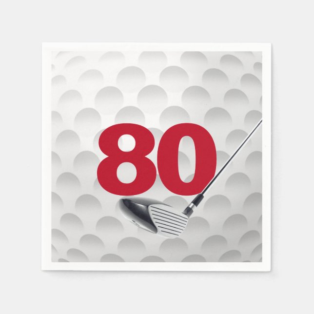 80th Birthday Golf Ball Napkin (Front)