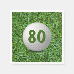 80th Birthday Golf Ball on Grass Napkin