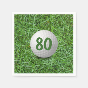 80th Birthday Golf Ball on Grass Napkins