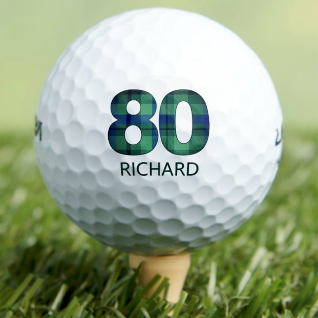 80th birthday golf balls 80 years golf plaid gift (Creator Uploaded)