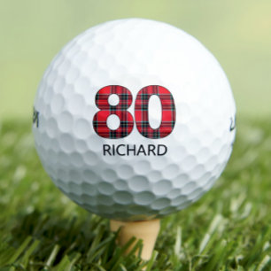 80th birthday golf balls 80 years golf plaid gift