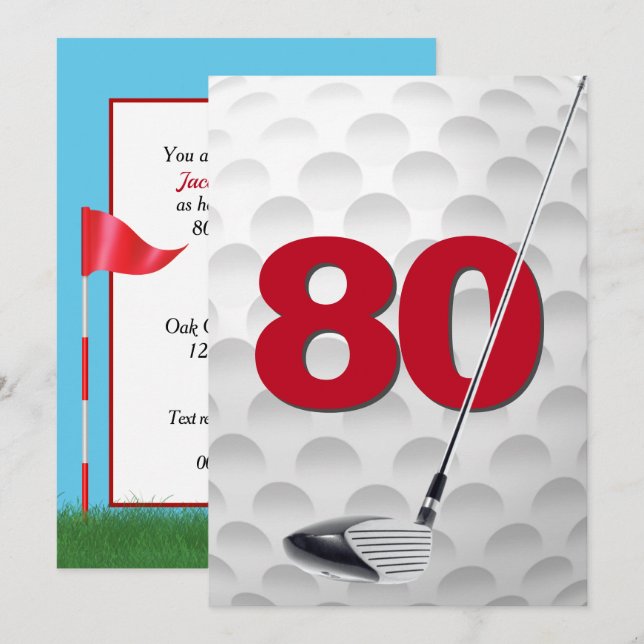 80th Birthday Golf Theme Party Invitation (Front/Back)
